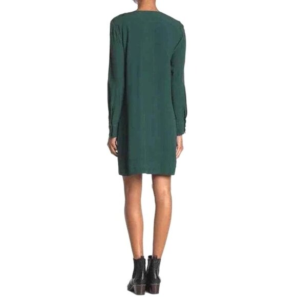 Madewell Womens Smokey Spruce V-Neck Button-Down Novel Dress Long Sleeve Large - Picture 2 of 14